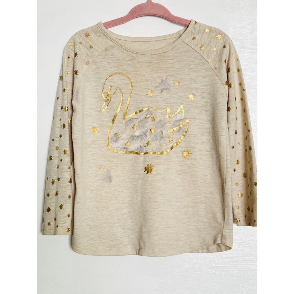 Egg by Susan Lazar Baby Girls Long Sleeve 3D Swallow Top Gold 24M